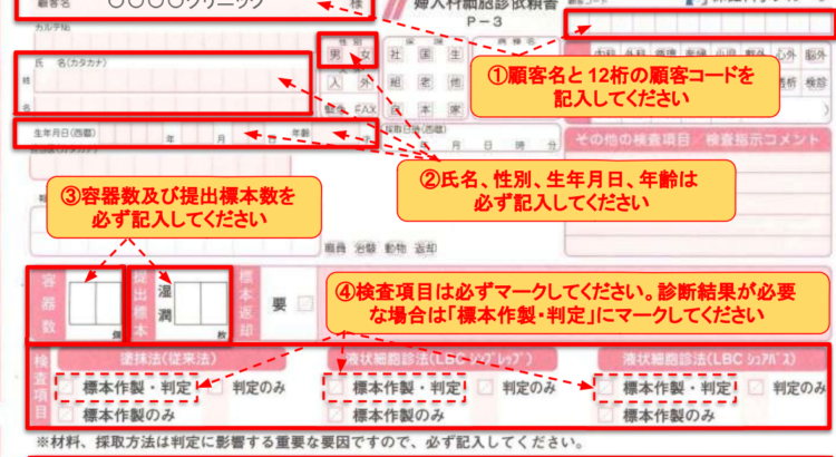 婦人科細胞診依頼書（P-3） 